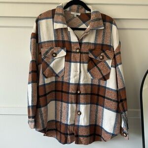Plaid Flap Pocket Drop Shoulder Shirt